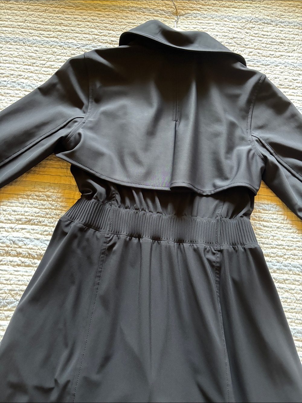 Athleta Black Trench Coat with Attached Belt - Picture 2 of 7
